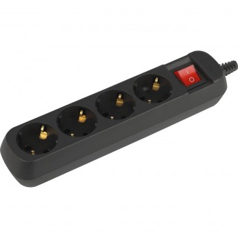 Колодка удлинителя ЭРА Б0061734 KX-4es-B 4-м с заземлением с выключателем черный Колодка удлинителя ЭРА Б0061734 KX-4es-B 4-м с заземлением с выключателем черный