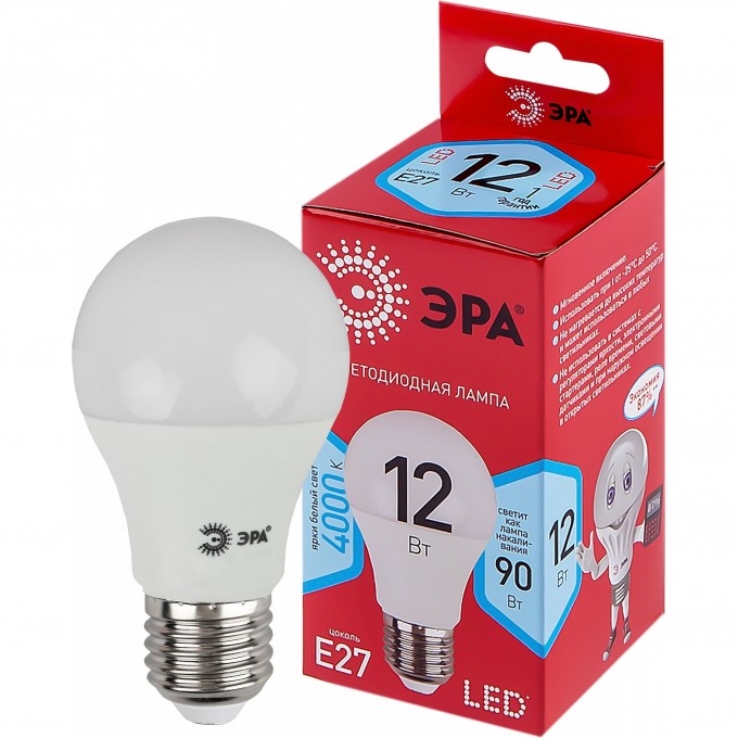 Лампа светодиодная ЭРА RED LINE LED A60-12W-840-E27 R 12Вт A60 груша 4000К нейтр. бел. E27 Б0049636 B0049636 Лампа светодиодная ЭРА RED LINE LED A60-12W-840-E27 R 12Вт A60 груша 4000К нейтр. бел. E27 Б0049636 B0049636