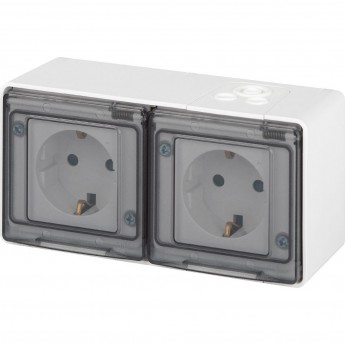 Розетка ЭРА ЭКСПЕРТ 11-2504-01 2х2P+E IP55 16А-250В ОУ белая Розетка ЭРА ЭКСПЕРТ 11-2504-01 2х2P+E IP55 16А-250В ОУ белая