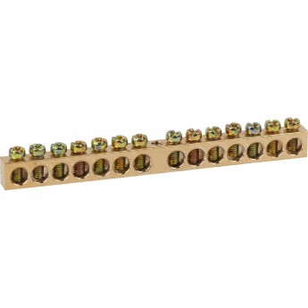 Шина ЭРА "земля-ноль" 6х9мм 14/1 с креплениями по центру латунь